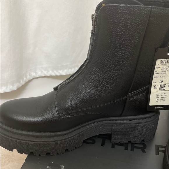 G-Star Black Leather Zipper Boots - Picture 7 of 9